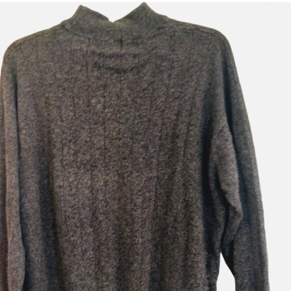 Men's Sweater Size Large Charcoal Gray  Pullover Mock Neck Ribbed - Picture 2 of 12